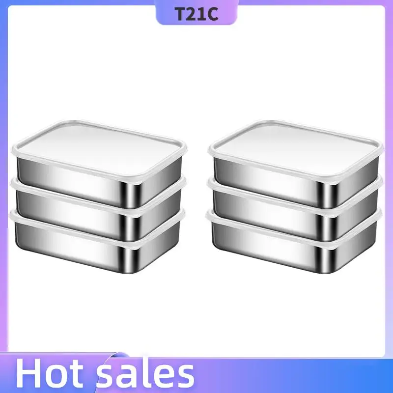 식품 저장용 T21C 6X 스테인레스 스틸 용기, 식품 저장 도시락 상자 용기, 누출 방지 실리콘 뚜껑 식기 세척기 안전