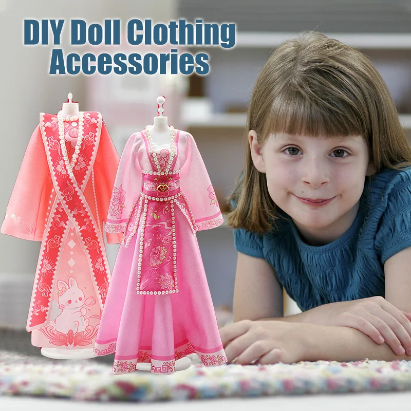 1Set DIY Doll Clothing Accessories Chinese Traditional Hanfu Dress  Handmade Design Game Doll Accessories Girl Toy Gift