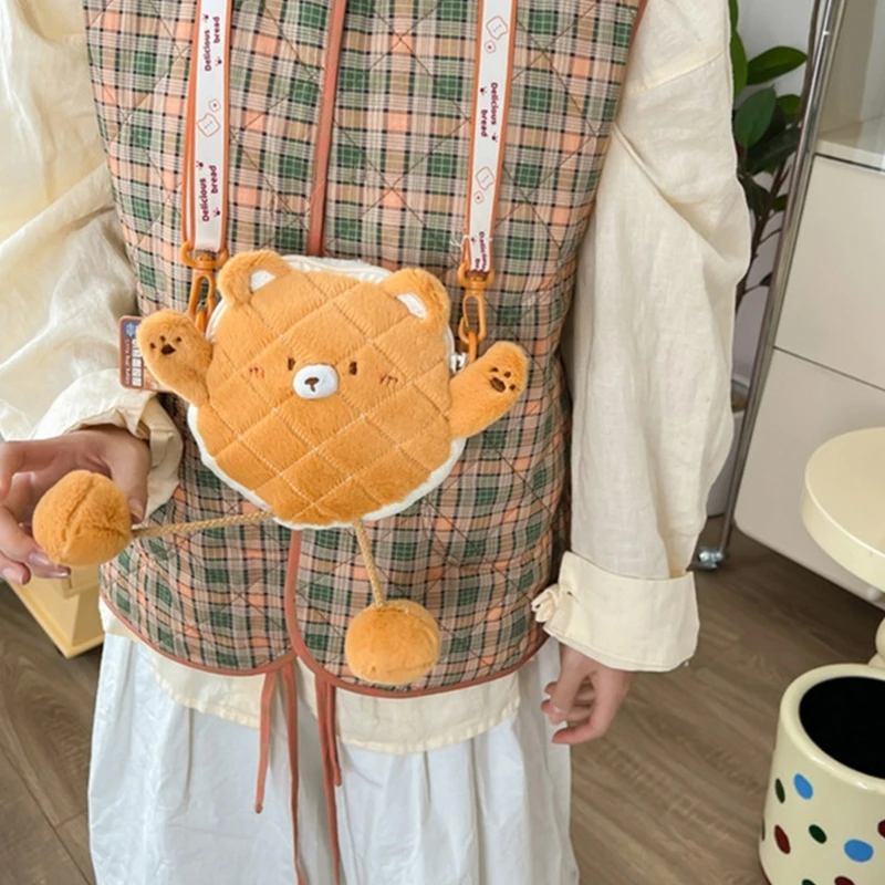 Women Crossbody Bag Female Plush Bag Bread Toast Shoulder Bag