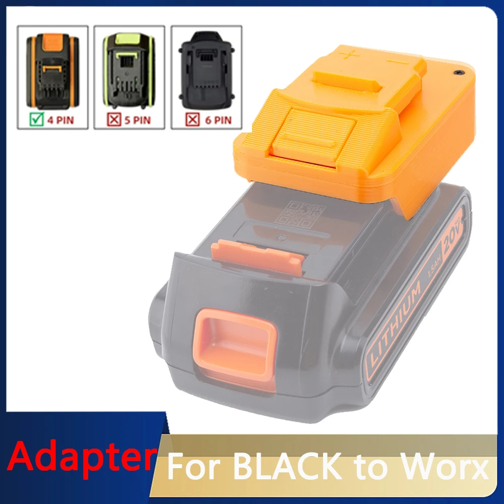 For Worx 4PIN Series Tools Compatible with for BLACK+DECKER 20V Li-ion Battery Converter Adapter (Batteries not included) dvi to fiber converter uhd 4kx2k dvi video optical transceiver up to 20km over single mode fiber with backward rs232