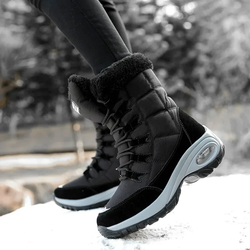 New Winter Women Boots High Quality Keep Warm Mid-Calf Snow Boots Women Lace-up Comfortable Ladies Boots Chaussures Femme