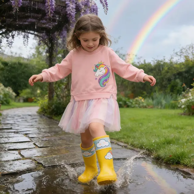 Robe licorne pour filles, vêtements d'automne et de printemps pour enfants, Costume en coton pour tout-petits, fête d'anniversaire, robe princesse décontractée en maille, nouvelle collection 1
