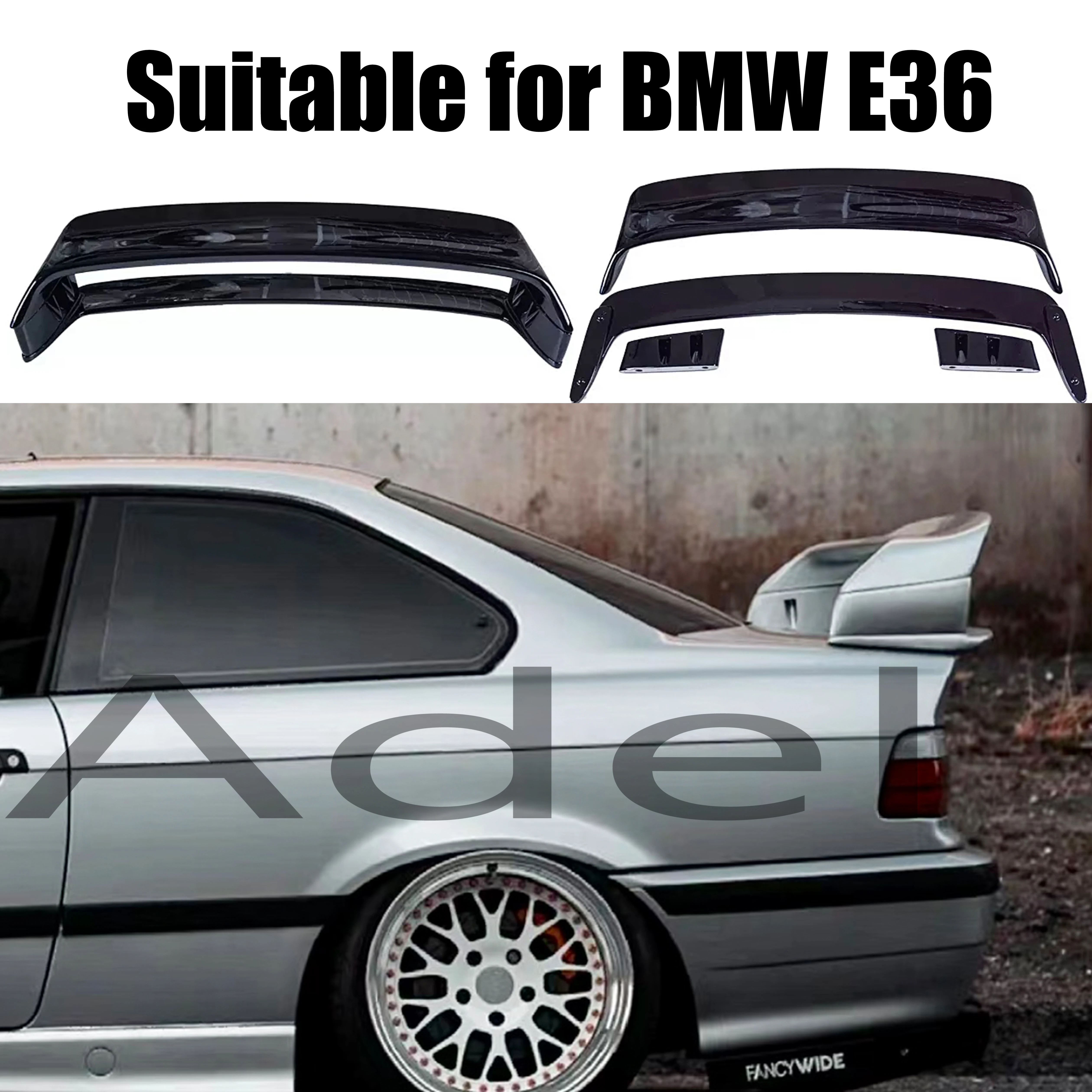 Adatto Per Bmw 1990-2000 E36 M3 Car Evo Style Kit Carrozzeria Coperchio Bagagliaio Posteriore, Spoiler Gt Regolazione Accessori Esterni