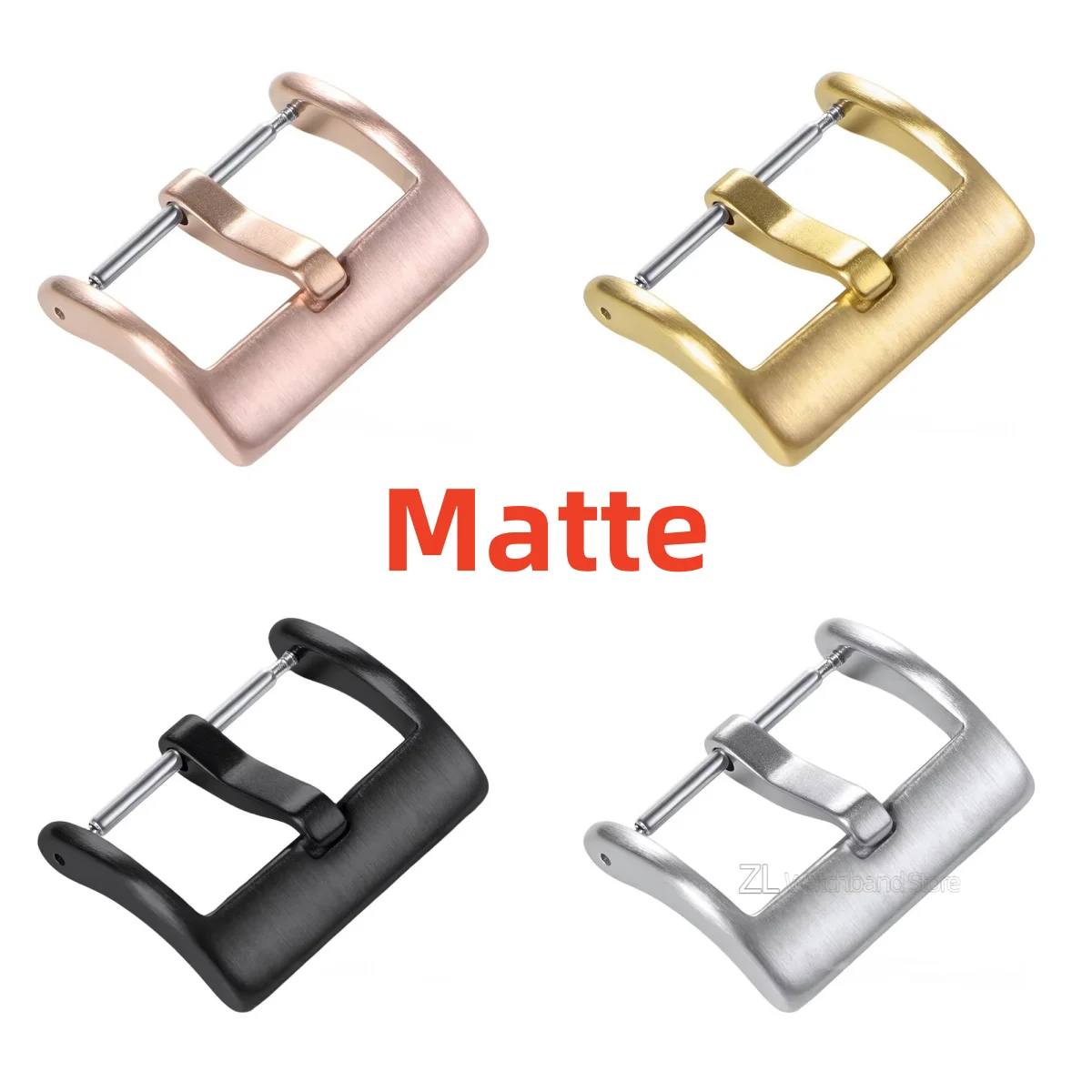 Elegant Metal Buckle for Watch Bands - Polished & Matte Finish in Silver & Black