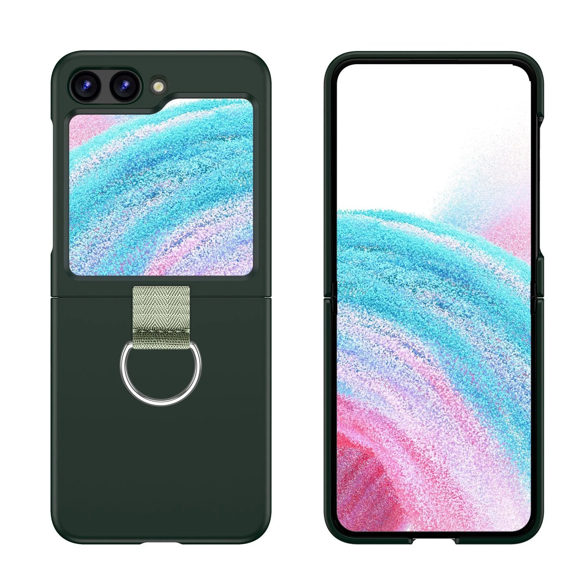 Matte Solid Color Ring Holder Shockproof Silicone Case - Korean Style