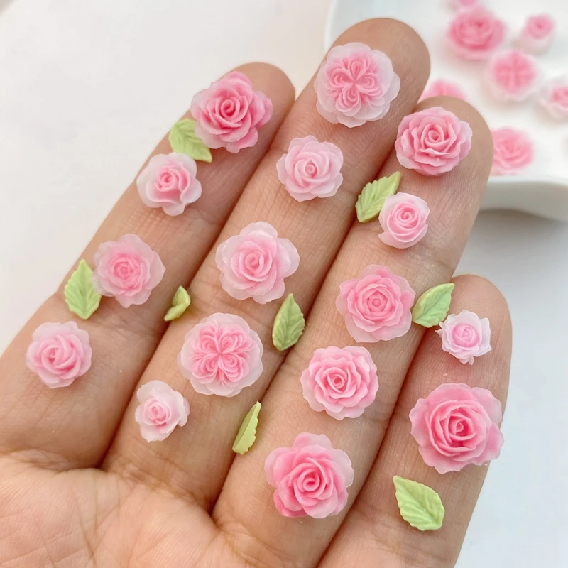 Mixed Pink Flower Nail Charms 1