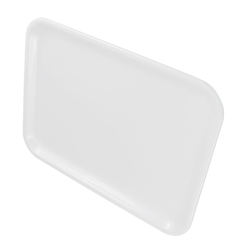 

10X, 10 Inch Long Rectangle Shape Serving Tray Made Of Plastic White