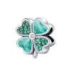 925 Sterling Silver Green Series Four-leaved Clover Pendant Fine Beads Fit Original 925  Bracelet Charms Women Jewelry 3