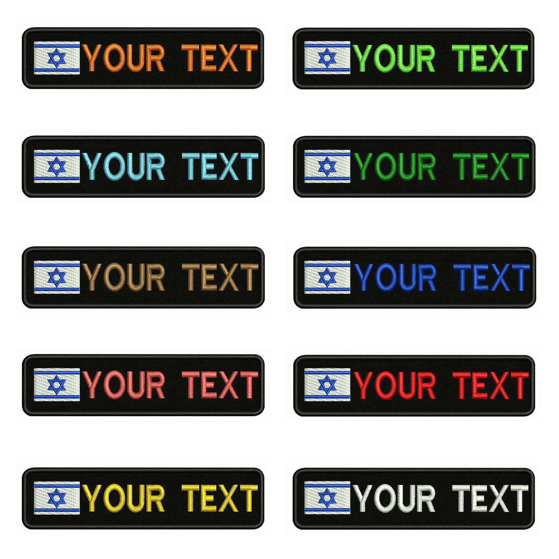 

Israel Flag 10X2.5cm Embroidery Custom Name Text Patch Stripes Badge Iron On Or Patches