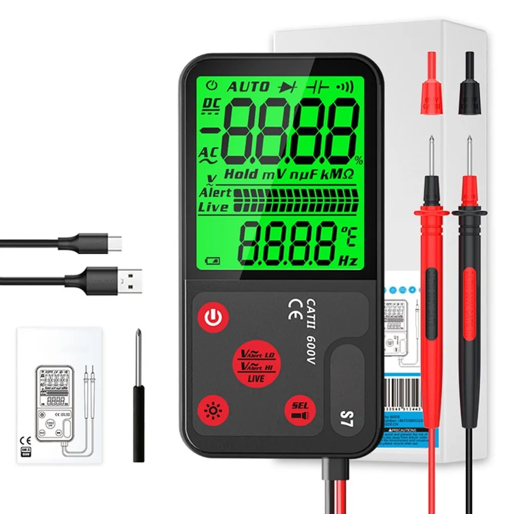 

Portable S7 Digital Multimeter Ac Voltage Detection Frequency Synchronous Display Compact Size LED Flashlight