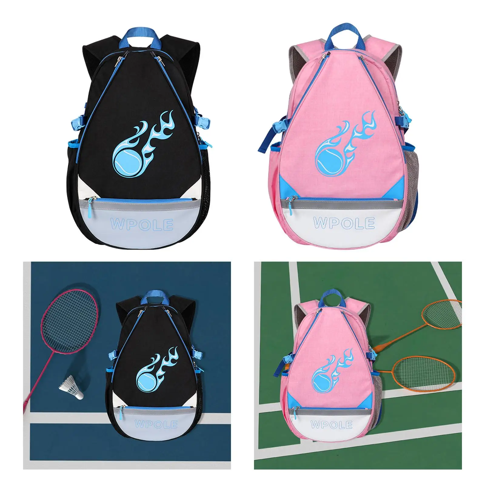 Tennis Bag Accessories Storage Pocket Waterproof Badminton Bag Sports Backpack for Men Women Tennis Badminton Beginners Ladies