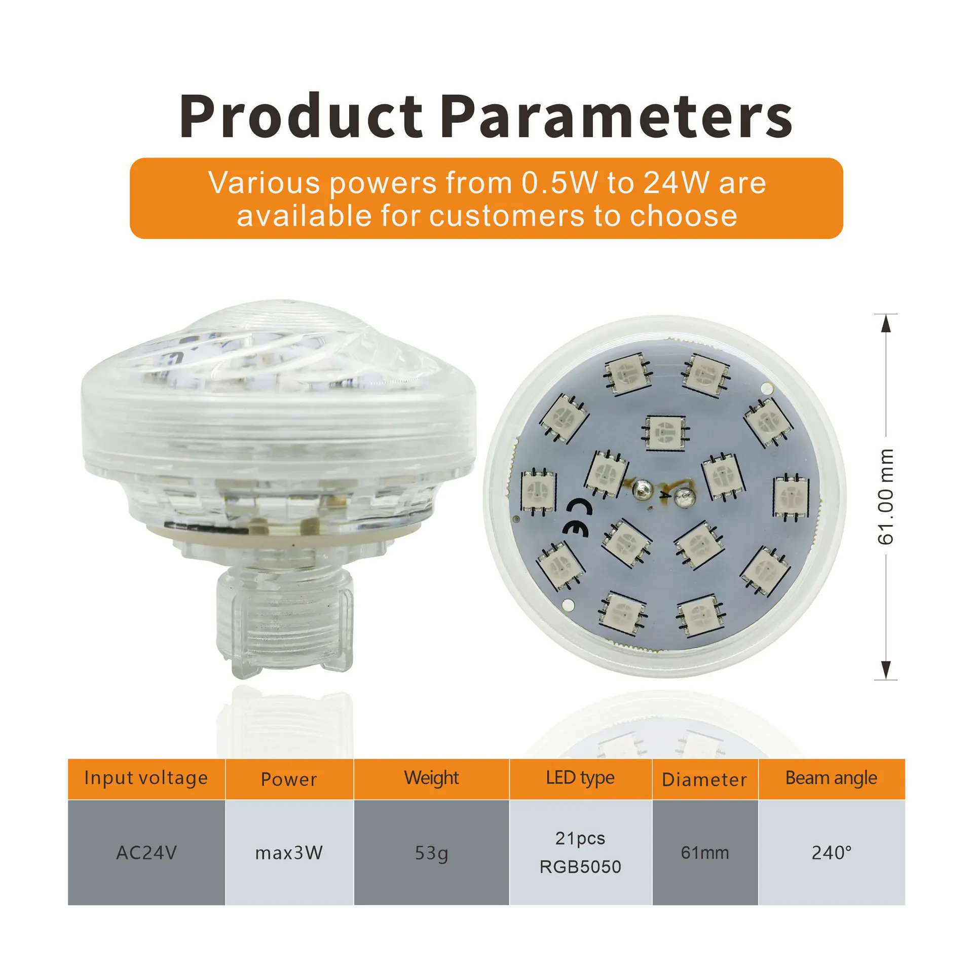 AC24V 60mm LED Automatic RGB Ferris Wheel Colorful Changing LED Pixel Light