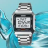 SKMEI Men's Electronic Square Steel Band Student Multi functional Sports Waterproof Night Glow Electronic Watch 2149 3