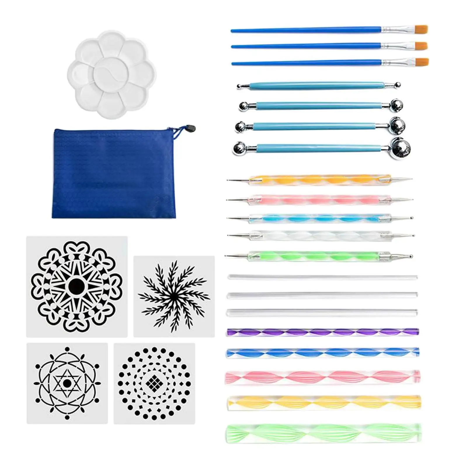 25Pcs Mandala Dotting Tools for Art Rock Painting Dotting Tool for Painting Mandalas Kit Tools Rods Storage Bag