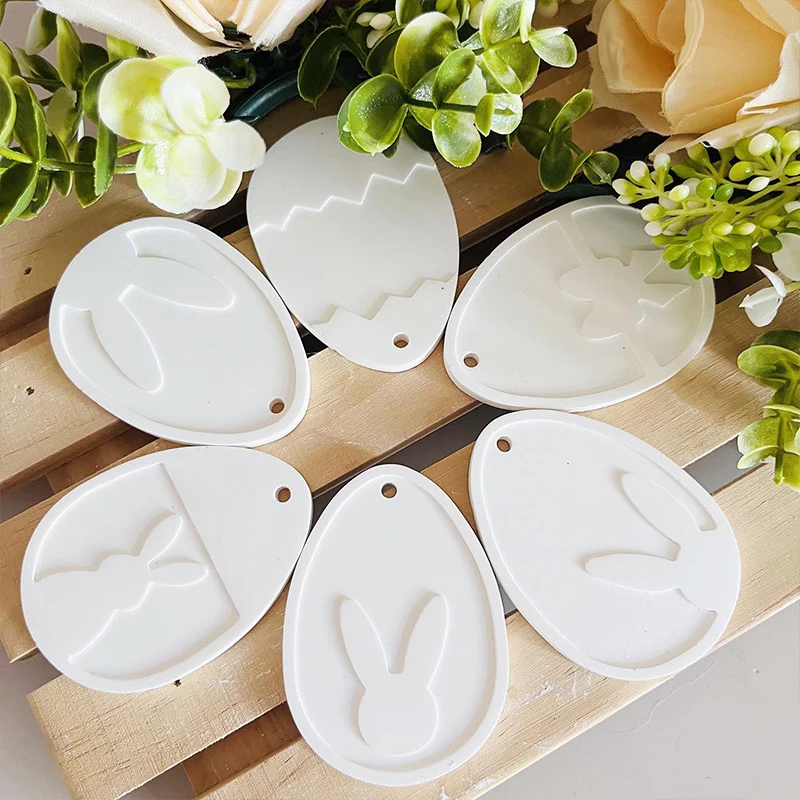 1PC Easter Rabbit Series Silicone Mold Handmade Easter Bunny Hanging Tag Casting Mold DIY Chocolate Fondant Ornament