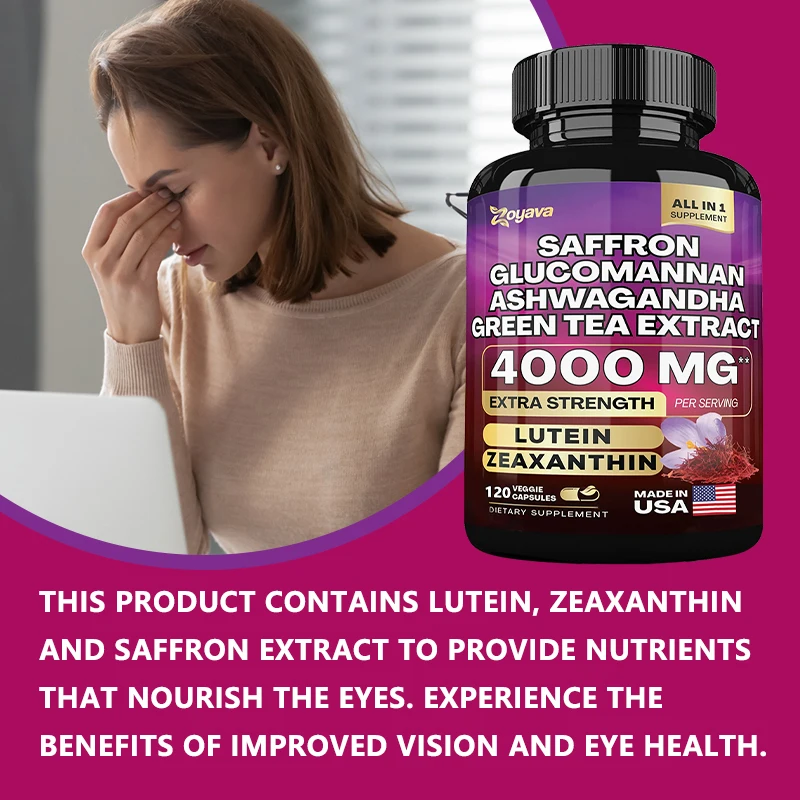 Saffron Extract Glucomannan Green Tea 4000 Mg Mood Regulation Eye Health green tea capsules