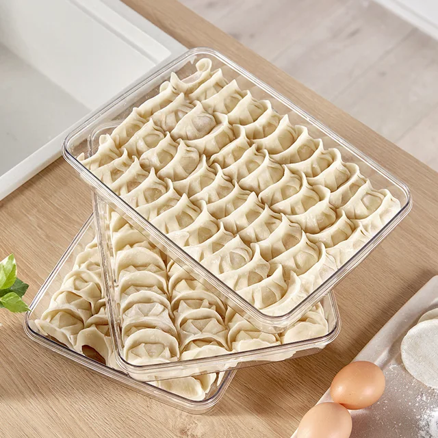 Fagyasztott Gombóc Doboz Hűtőszekrény Élelmiszer-Minőségű Nagy Kapacitás Gombóchűtő Konyhai Ételek Friss Tároló Wonton Tárolódoboz
