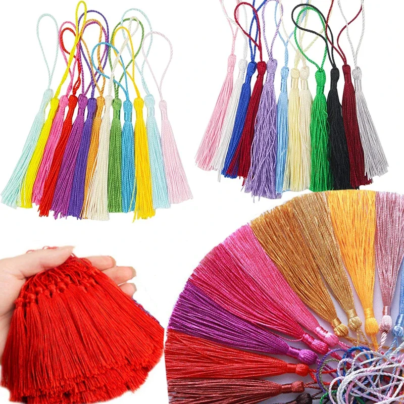 50Pcs 13cm Tassels Bookmark Tassels Silky Handmade Soft Craft for Bookmarks Trim Fringe DIY Crafts Jewelry Making