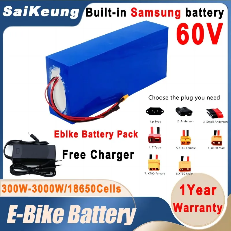 60V 20/30/40/50/60Ah Batteria Voor 2000W 3000W Ad Alta Potenza 72V Elektrische Fiets Motore Elektrische Scooter Ebike Batteria Al Litio