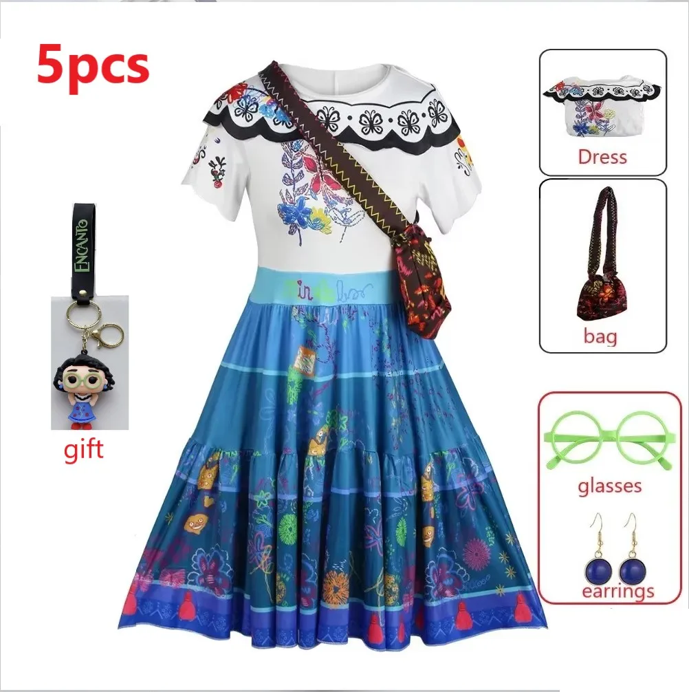 thumbnail image 1 of Vestido de princesa con encanto para niñas, disfraz de Cosplay con encanto + bolsa, trajes Mirabel, vestido de fiesta de Halloween y carnaval de Navidad, regalo, 1 of 5