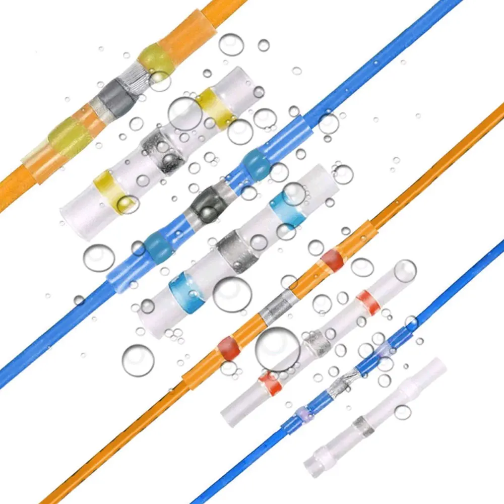 50pcs Practical Electrical Waterproof Seal Heat Shrink Butt Terminals Solder Sleeve Wire Connectors Replacement Car Accessories
