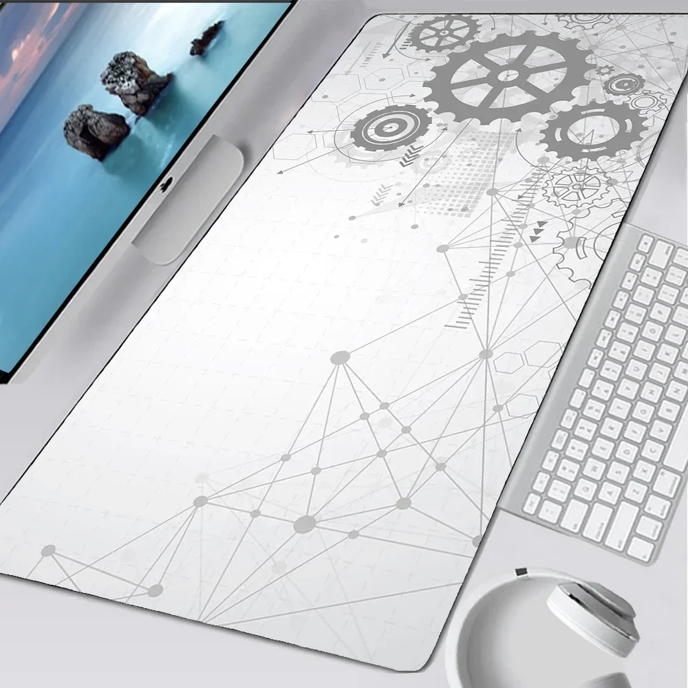 White Gaming Mouse Pad Table Rug Rubber Table Rug Keyboard Pad Mat Extended Computer Office Carpet Desk Accessory Xxl