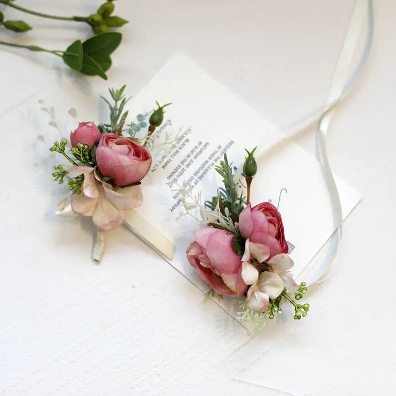 Corpetto Da Polso Per Matrimonio Wilitto - Set Di 2, Con Fiore