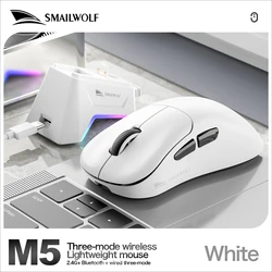 SMAILWOLF M5 Bluetooth Wireless Lightweight Gaming Mouse with Magnetic Charging (M5 White)
