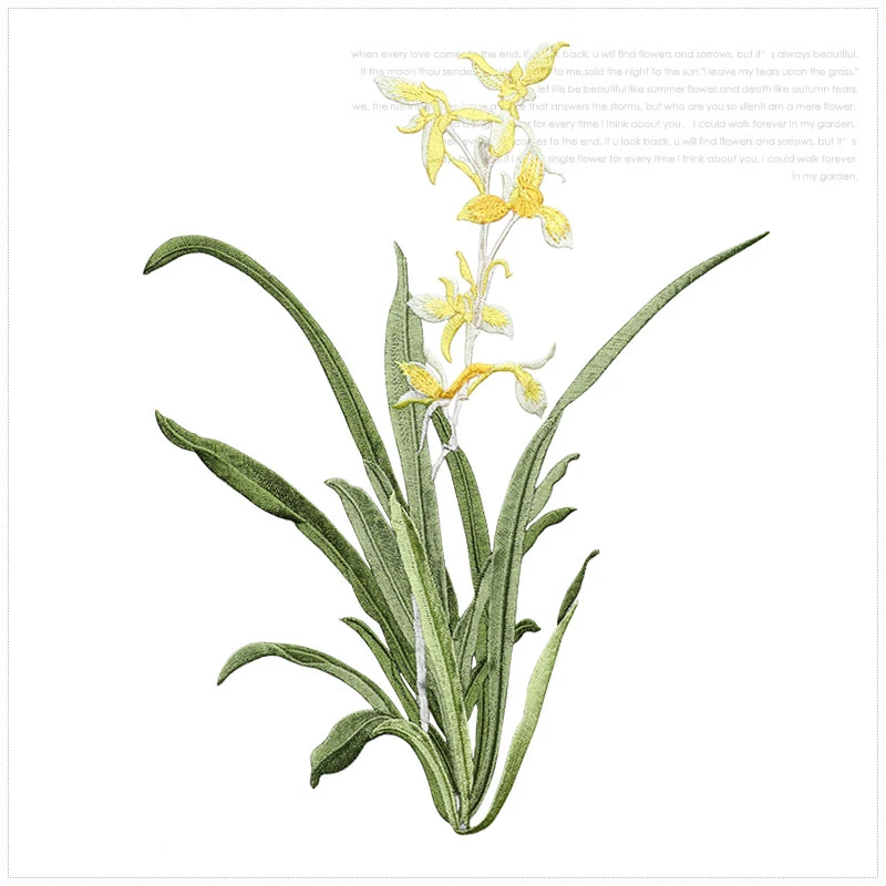 19x24,5 cm Orchidee Blumen Patch Eisen auf Applikation Blumen Patch für Kleidung Stoff Eisen zu kleben DIY Mantel Jeans Accessoires – Detail 7