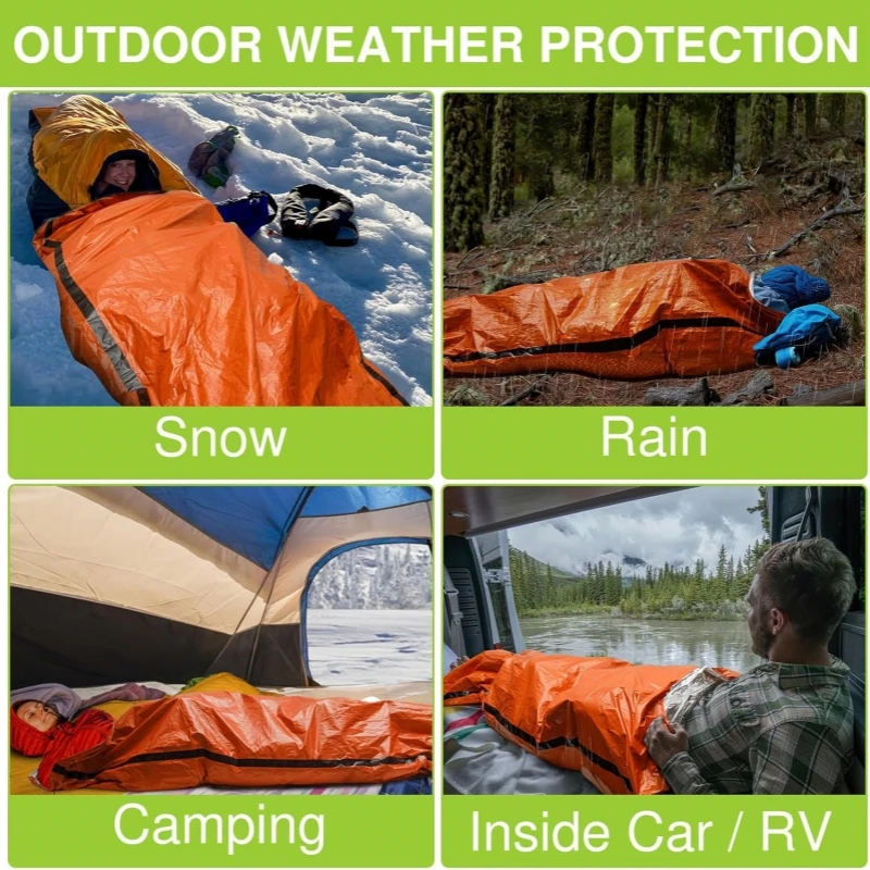 1Pc Emergency Sleeping Bag Life Bivy Sack Emergency Thermal Sleeping Bags Outdoor Survival Blankets for Camping Hiking Adventure