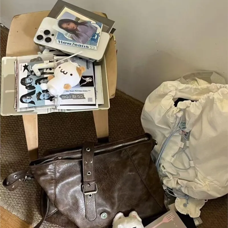 JIAERDI Vintage Brown Shoulder Bags Wallets Women New Fashionable Pu Leather Large Capacity Tote Bag Ladies Retro Y2k Handbag