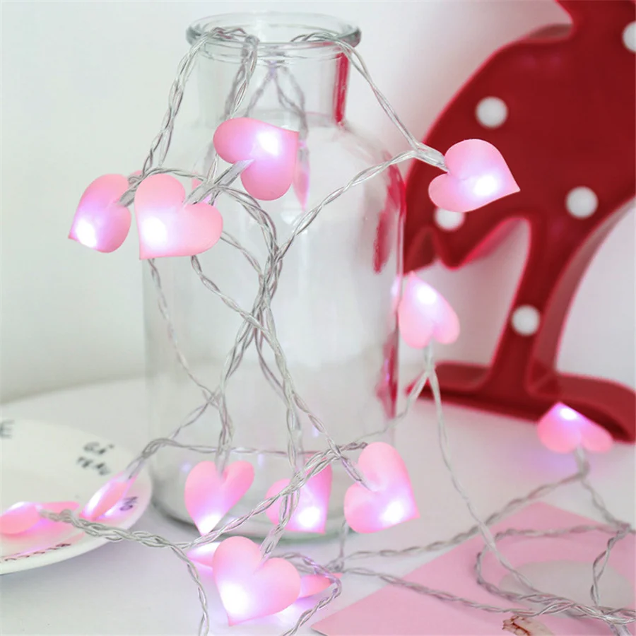

PAMNNY 3M 20LEDs Christmas Garland Fairy Lights Battery Powered Heart Shape String Lights for Wedding Valentine's Day Decoration