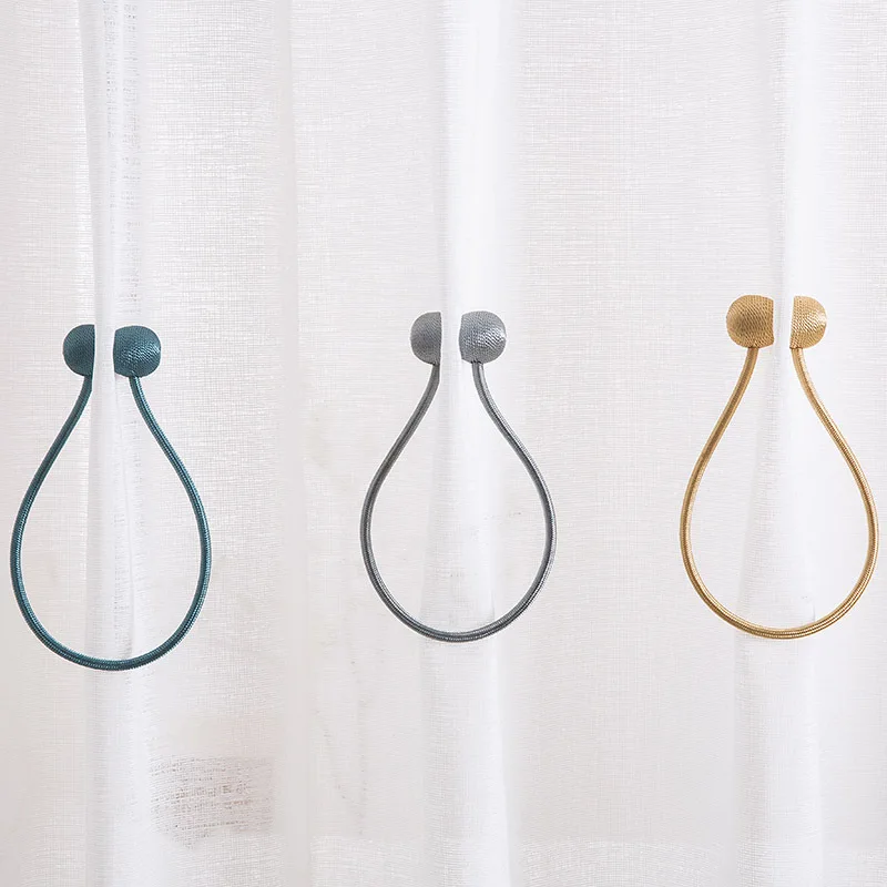 Earphone Pearl Curtain Binding Magnet Magnetic Suction Curtain Buckle Free Mounting Perforated Cow String Curtain Binding Rope