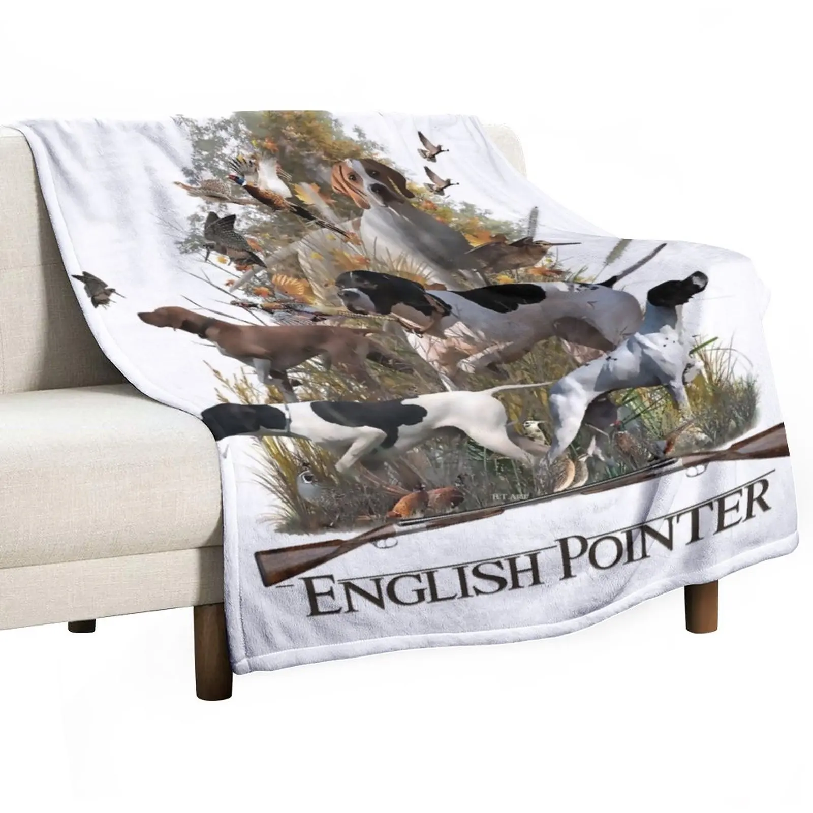 

English Pointer, Hunting season Throw Blanket Retro Blankets Sofa Blankets