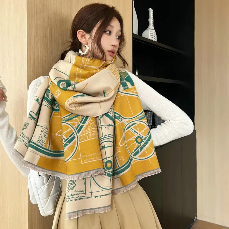 

2023 Thick Winter Women Scarf Luxury Warm Shawl and Wrap Cashmere Scarves Blanket Bufanda Echarpe Travel Poncho Pashmina foulard