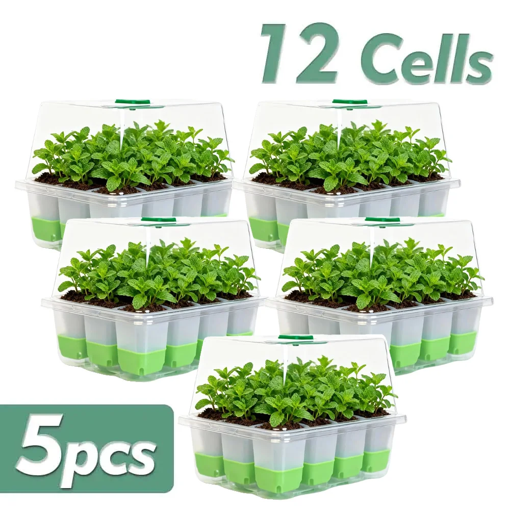 Seedling Starter Tray with Transparent Cover and Adjustable Humidity for Indoor Garden Germination