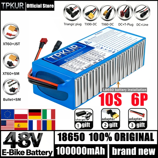 Batterie au lithium TPKUR 13S6P 48V 100Ah 18650, 1000W, haute puissance, 54.6V, BMS 30A intégré, pour batterie de secours d'outils électriques d'extérieur 1