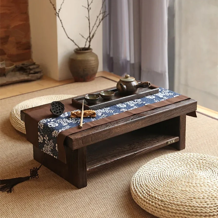 

Oriental Antique Furniture Design Japanese Floor Tea Table Small Rectangle Home Living Room Wooden Coffee Tatami Low Table Wood