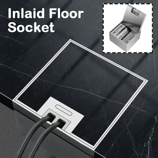 Prise de sol dissimulée ultra-mince en acier inoxydable 304, étanche et intégrée pour surfaces plates, prise ue 130mm X 130MM 1