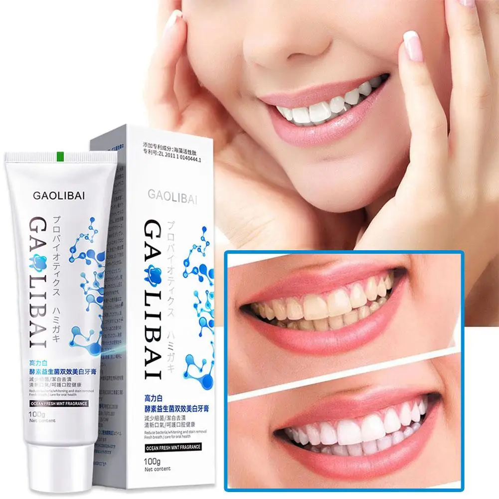 

Probiotic Whitening Toothpaste Plaque Stain Gentle Breath Fresh Removing Oral Cleaning Care Products 100g Brightening T7J1