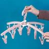 12 Clips Sock Drying Rack Windproof Underwear Clip Dormitory Student Folding Hanger Household Drying Clip Plastic Hanger 3