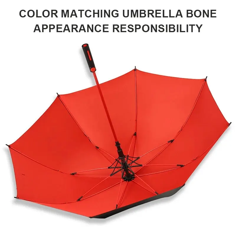 1Pc Large Umbrella Two-Color Sturdy Vinyl Umbrella Wind-Resistant Rain-Proof Business Umbrella