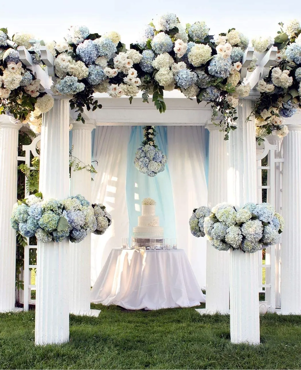 Artificial Hydrangea Flowers 5PCS 54 Heads Silk Hydrangea Heads Artificial Flowers with Stems for Home Wedding Party Decoration
