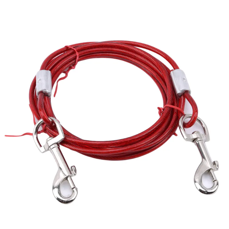 Dog Traction Rope Double Dog Walking and Training Leash Iron Wire Durable Chew Proof Leads Heavy Duty Dog Tie Out Cable for Large Dogs Outdoor