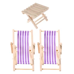 3 Pcs Blue Recliner Chairs Miniature Rocking Chair Craft Chair Blue Decor 1: 12 Deck Chair Accessories Deck Chair Beach Chair