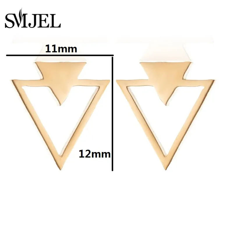 2021 Stainless Steel Earrings Geometric Women Men Hip hop Black Three Star Triangle Stud Earring Fashion Jewelry Gift Friend