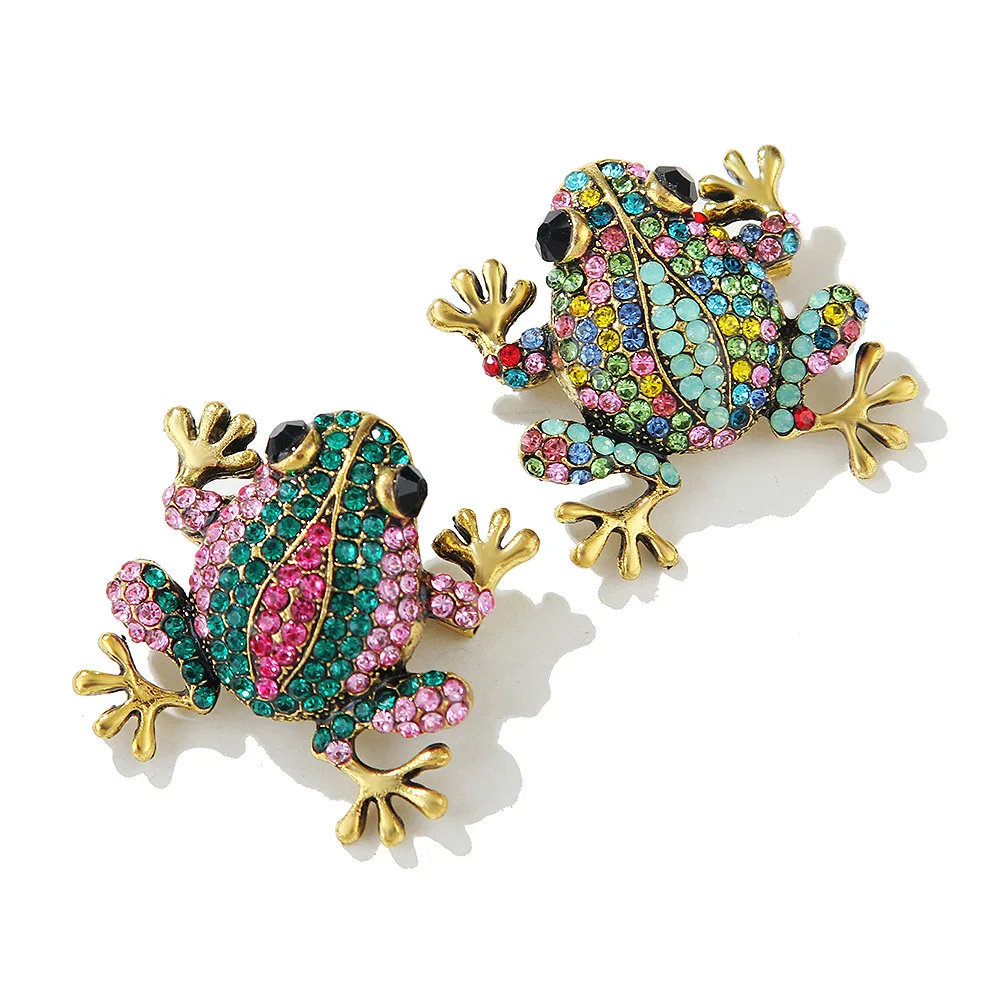 Rhinestone Frog Brooches For Women Fashion Animal Brooch Pin Female Coat Dress Pins Party Jewelry Gift