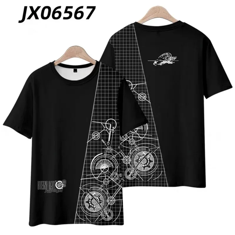 NOVO!! Steins gate 3D impression ã o camiseta ver ã o moda em torno do pesco ç o manga curta quimono popular anime japon