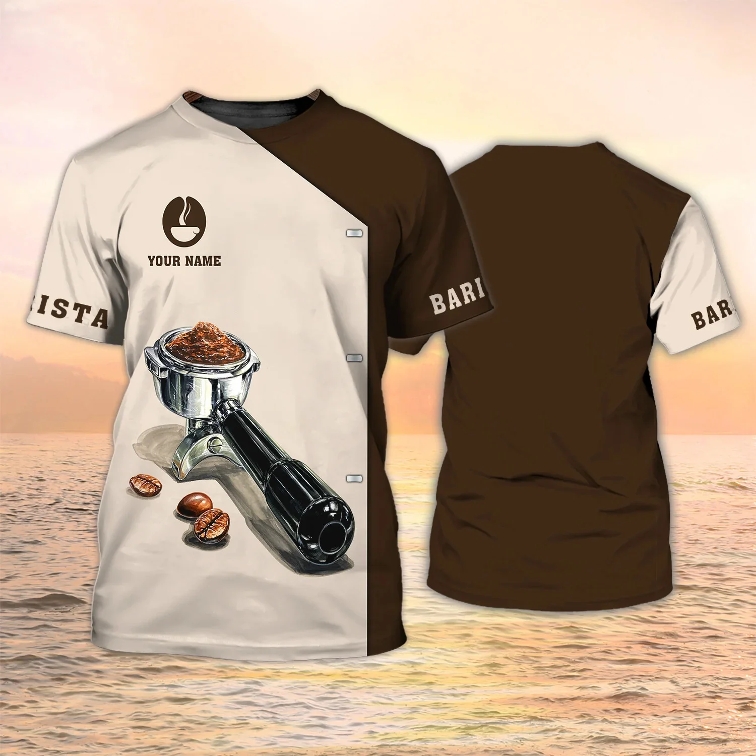 Neueste Sommer Herrenmode T-shirt Personalisierte Barista Schürze 3D Gedruckt t-shirt Unisex Casual T-shirt Kaffee Shop Uniform DW120 – Detail 27