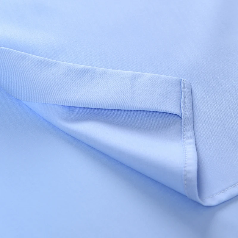 Men's fashionable short-sleeved solid color formal pocketless standard fit soft bamboo fiber slim fit versatile casual shirt